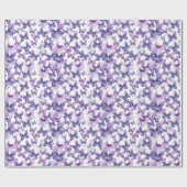 キュートパープル蝶パターンパステル ラッピングペーパー (フラット)