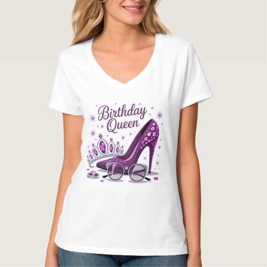 キュートパープル誕生日クイーン Tシャツ (正面)