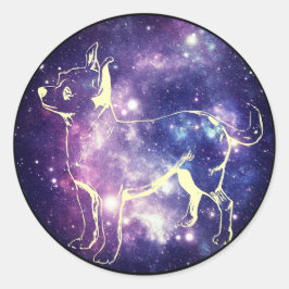 キュートパープル銀河系チワワ宇宙スタードッグ ラウンドシール