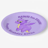 キュートパープル飛んでいるベビードラゴン ペーパープレート (アングル)