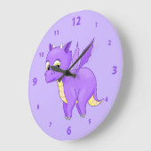 キュートパープル飛んでいるベビードラゴン ラージ壁時計 (傾斜)