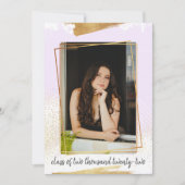 キュートパープル&金ゴールド額卒業招待状 招待状 (正面)