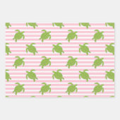 キュートパームビーチトロピカルフラワーズ&ウミガメ ラッピングペーパーシート (正面2)