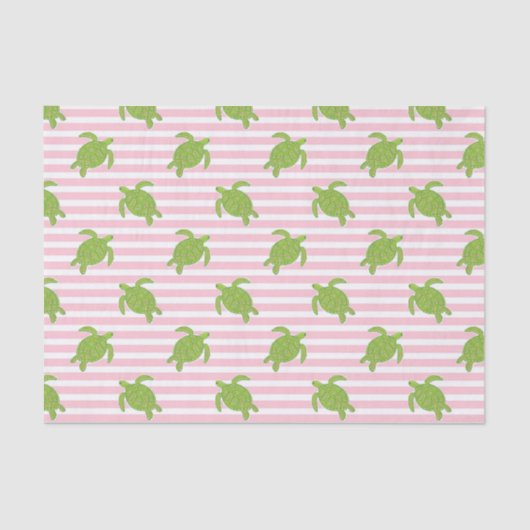キュートパームビーチピンクストライプ色のとカメ 薄葉紙 (正面)