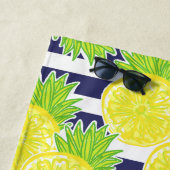 キュートパームビーチラグビーストライプグレモン ビーチタオル (インサイチュ)