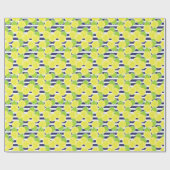 キュートパームビーチラグビーストライプズ&レモン ラッピングペーパー (フラット)