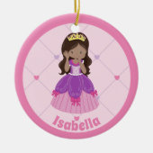 キュートヒスパニックプリンセスピンクカスタムクリスマスクリスマス セラミックオーナメント (正面)