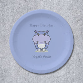 キュートヒッポ誕生日紙プレート ペーパープレート