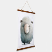 キュートヒツジプリント 吊り下げ型タペストリー (傾斜あり)