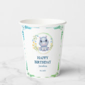 キュートヒポタムスフラワーリースハッピーバースデー 紙コップ (裏面)