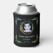 キュートヒポタムスフラワーリース誕生日ブラック 缶クーラー (缶裏面)