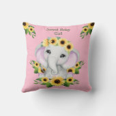 キュートヒマワリベビーエレファントガール装飾用クッション クッション (裏面)