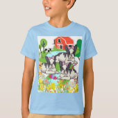 キュートヒューストンブラックアンドホワイトピットブルパピーズ Tシャツ (正面)