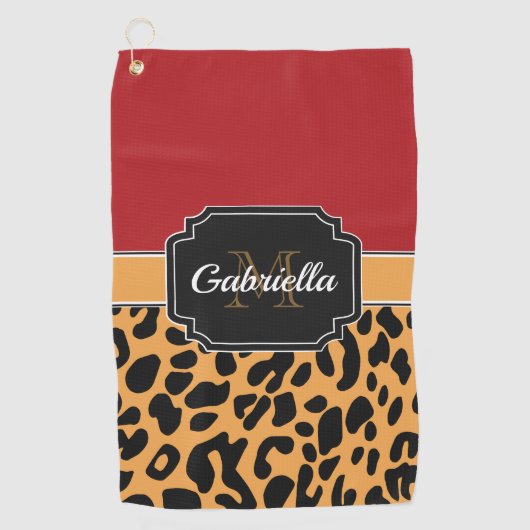 キュートヒョウ柄 ゴルフタオル (正面)