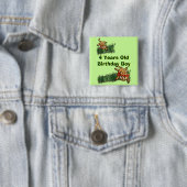 キュートヒョウ誕生日招待状マグネット 缶バッジ (インサイチュ)