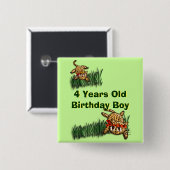 キュートヒョウ誕生日招待状マグネット 缶バッジ (正面&裏面)