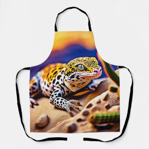 キュートヒョウGECKOサンセットデザートデザイン エプロン
