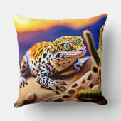 キュートヒョウGECKOサンセットデザートデザイン クッション (裏面)