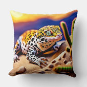 キュートヒョウGECKOサンセットデザートデザイン クッション (正面)