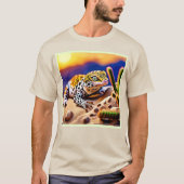 キュートヒョウGECKOサンセットデザートデザイン Tシャツ (正面)
