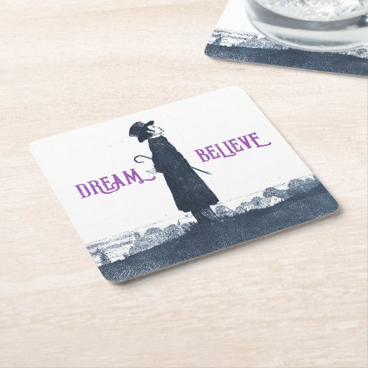 キュートビクトリアンマンドリーム信じ引用文 スクエアペーパーコースター (アングル)