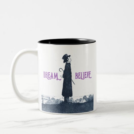 キュートビクトリアンマンドリーム信じ引用文 ツートーンマグカップ (左)