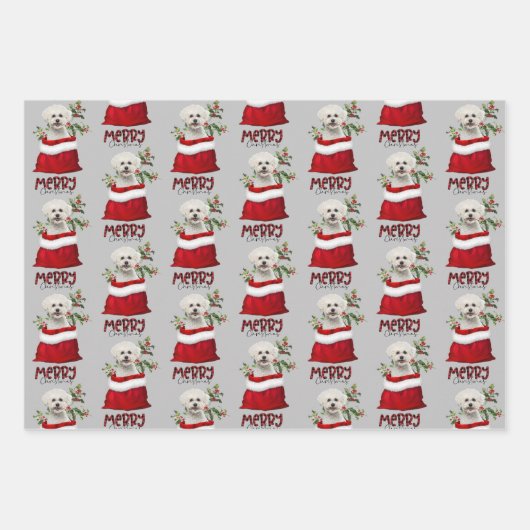 キュートビコンフリースドッグインホリデー抱き枕 ラッピングペーパーシート (正面2)