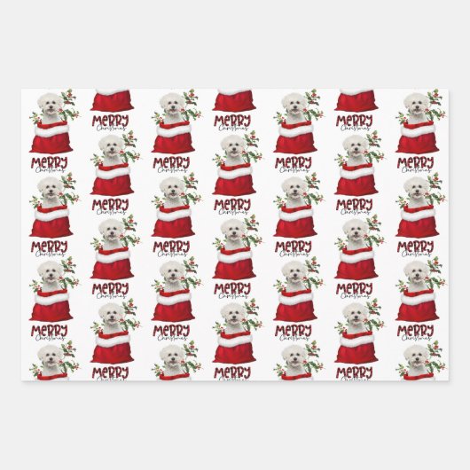 キュートビコンフリースドッグインホリデー抱き枕 ラッピングペーパーシート (正面)