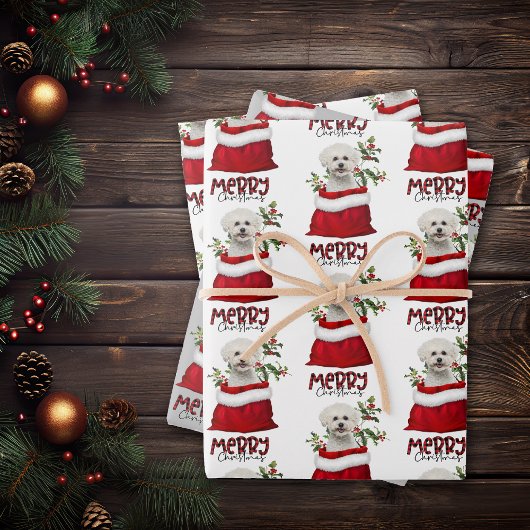 キュートビコンフリースドッグインホリデー抱き枕 ラッピングペーパーシート
