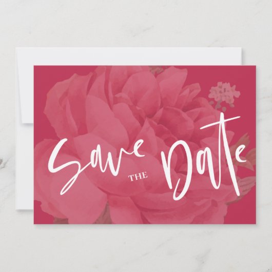 キュートビバマゼンタバラフローラミニマル結婚リスト セーブザデート (正面)