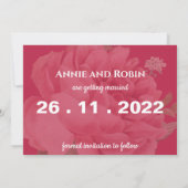 キュートビバマゼンタバラフローラミニマル結婚リスト セーブザデート (裏面)