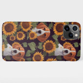 キュートビーグルスエンチャントヒマワリアーガーデンスケッチ iPhoneケース (裏面横)