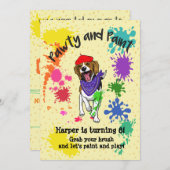 キュートビーグルドッグおもしろいアート誕生日招待状 招待状 (正面/裏面)