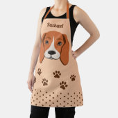 キュートビーグルドッグ顔&ポーオールオーバープリント エプロン (インサイチュ)