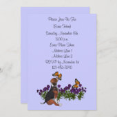 キュートビーグルパピーチョウチョウパーティー 招待状 (正面/裏面)