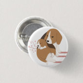 キュートビーグルママ&ベビーイラストレーション 缶バッジ (正面&裏面)