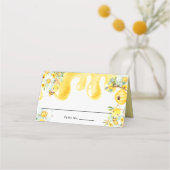 キュートビーズイエローフローラハチミツ誕生日ベビーシャワー プレイスカード (裏面)