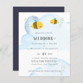 キュートビーズワールドウォーターカラー結婚式招待状 (正面/裏面)