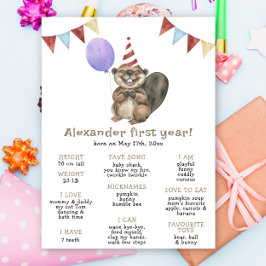 キュートビーバーファースト誕生日マイルストーン誕生日 ポスター