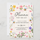 キュートビーファースト誕生日 招待状 (正面)