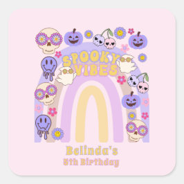 キュートビーブス不気味グルーヴィー幽霊ハロウィーン誕生日 スクエアシール