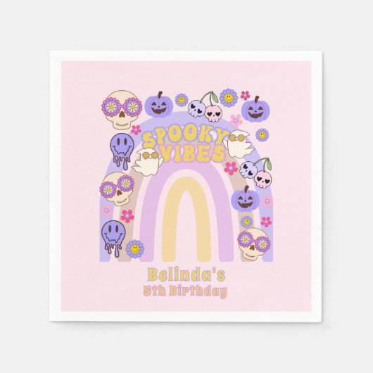 キュートビーブス不気味グルーヴィー幽霊ハロウィーン誕生日 スタンダードカクテルナプキン (正面)