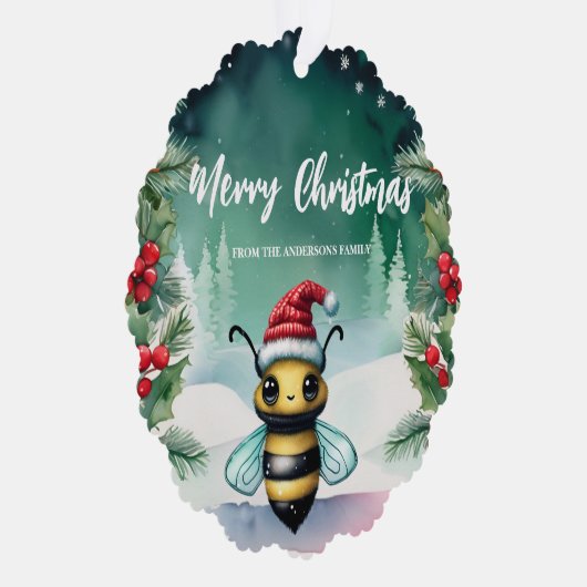 キュートビーペットサンタクリスマスホリデーパーティファミリーボーイズ オーナメントカード (右)