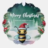 キュートビーペットサンタクリスマスホリデーパーティファミリーボーイズ オーナメントカード (正面)