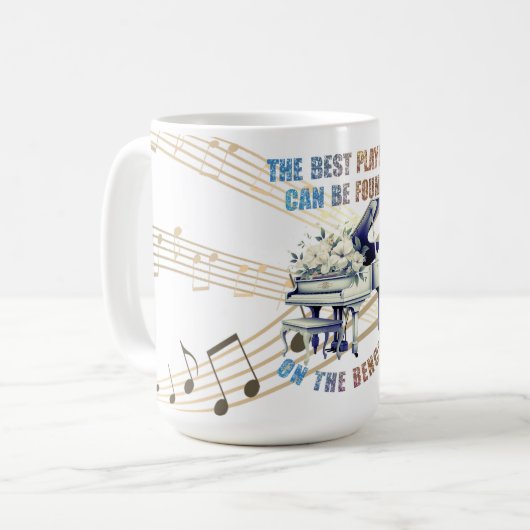 キュートピアノプレイヤーズベンチ引用文 コーヒーマグカップ (正面左)
