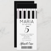 キュートピアノミュージックチケットスタイルパーティの招待状 招待状 (正面/裏面)