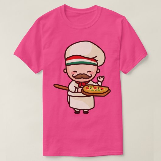 キュートピイタリアンザシェフ漫画キャラクター Tシャツ (デザイン正面)