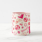 キュートピガーリーックディスコ女性のカーボーイ名モノグラム ツートーンマグカップ (中央)