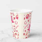 キュートピガーリーックディスコ女性のカーボーイ名モノグラム 紙コップ (右)