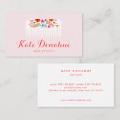 キュートピガーリーックヘアスタイリストフローラコーム髪サロン 名刺 (正面/裏面)